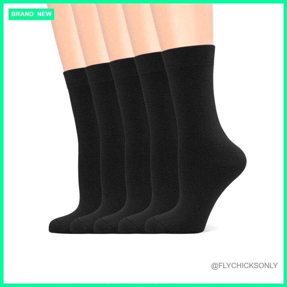 Soft Viscose Bamboo Crew Socks 5 Pairs Stretchy Calf Dress Casual